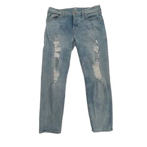 7 For All Mankind Josefina Skinny Boyfriend Distressed Jeans Size 30 Women's